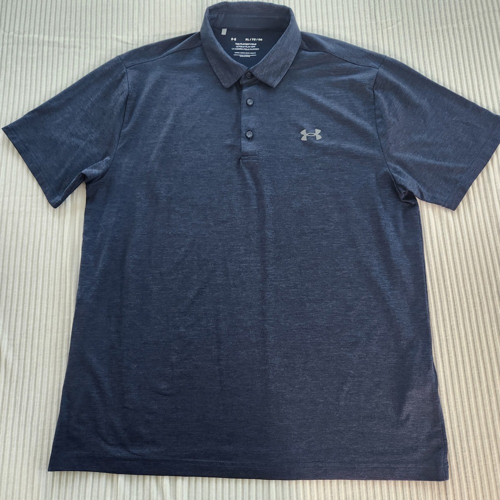 Under Armour Mens Playoff Polo Shirt XL Navy Blue Heather Loose Fit Golf Top